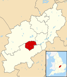 北安普顿在北安普顿郡的位置（红色）