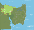 Suburb map of Rothwell, in the west of the Redcliffe peninsula