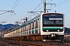 A 10-car E501 series formation on a Jōban Line service in January 2020