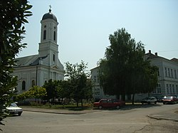 Town center of Veliko Gradiste and Orthodox church