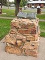 Stone cairn and bronze sculpture relating to Australian–Scottish poet Ogilvie, Bourke (2021).