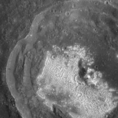 The highest resolution view from MESSENGER showing the detail of the hollows