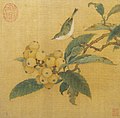 Image 36Loquats and Mountain Bird, anonymous artist of the Southern Song dynasty; paintings in leaf album style such as this were popular in the Southern Song (1127–1279). (from History of painting)