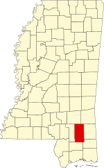 Map of Mississippi highlighting Perry County