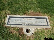 Grave site of Oscar Virgil Crimson (1909-1985) and Helen H. Crimson (1917-2006). O. V. Crimson served as Mayor of Mesa from 1950-1952.