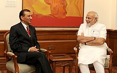Kumar meets Prime Minister of India Narendra Modi in 2014.