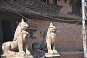 Guardian lions, Mani Keshar Chowk, Patan