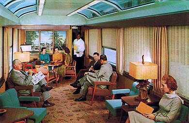Postcard of a Seaboard Air Line Sun Lounge interior in the 1960s.