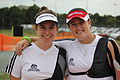 Day two of the 2012 Australian National Archery Championship. Odette Snazelle on the left. Alice Ingley on the right.