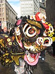 Lion danceer at Chinese New Year festival in Boston's Chinatown