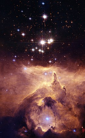 图为由哈伯太空望远镜所拍摄的疏散星团Pismis 24-1：NGC 6357的"核"。