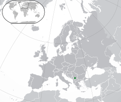 欧洲中的科索沃共和国的位置