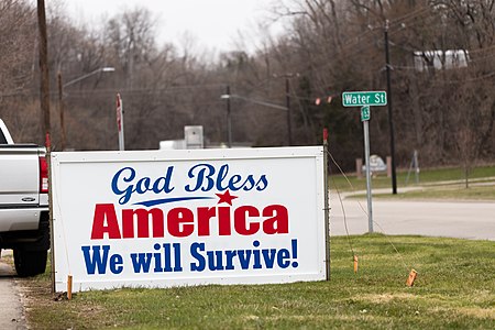 God Bless America sign in Zumbro Falls, Minnesota