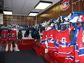 Recreation of Montreal Canadiens Dressing Room from the Montreal Forum
