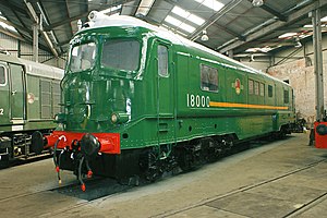 “英国铁路18000号机车”在巴罗山（英语：Barrow Hill, Derbyshire），2008年8月23日拍摄。