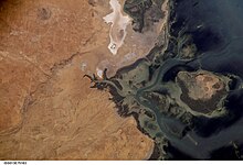 Satellite view of the Kneiss Islands, Tunisia