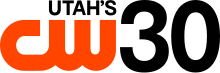 The CW logo, an orange thick logo with the letters C and W connected, in the lower left. Above it, right-aligned, is the word "Utah's" capitalized in a sans serif. To the right of both, full-height, is a sans-serif numeral 30.