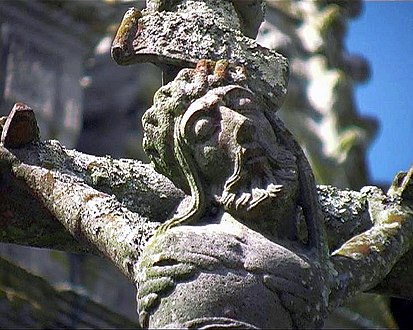 La Roche Maurice calvary. Head of Jesus