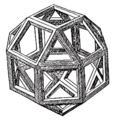 达·芬奇所绘的菱方八面体（rhombicuboctahedron），1509年出现在卢卡·帕西奥利的《神圣比例》（Divina Proportione）中