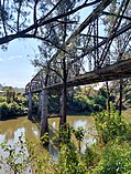 The heritage listed Leycester Creek railway bridge, from the Union Street end