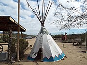 Replica a of a Native American Tee Pee located in the grounds of the Wranglers Roost Stagecoach Stop.