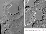 S高分辨率成像科学设备显示的挪亚区佩纽斯火山口中的扇形地形，扇形地形在火星上某些地区很常见。