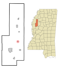 森弗劳尔在森弗劳尔县及密西西比州的位置（以红色标示）