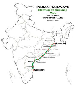 (Howrah–Chennai) Mail Express route map