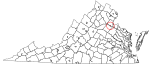 State map highlighting Fredericksburg