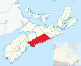 Location of Halifax County in Nova Scotia
