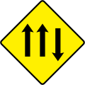 W 082 Three Lanes of Traffic (Two With, One Against)