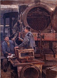 Breakfast in the Locomotive Workshop, ca. 1891.