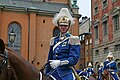 Royal Lifeguards Officer in ceremonial full dress at the Royal Palace in Stockholm