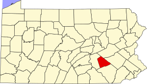 Map of Pennsylvania highlighting Lebanon County