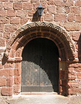 Norman doorway at St Edith's Church, Shocklach