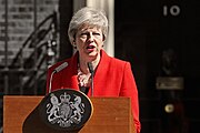 Theresa May announcing her resignation outside 10 Downing Street on 24 May 2019