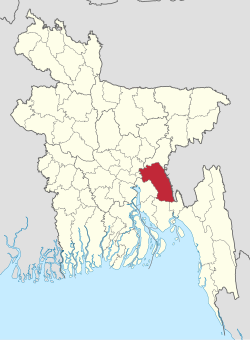 Location of Comilla within Bangladesh