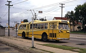 Dayton Pullman trolley bus at Keowee & Leo, 1968