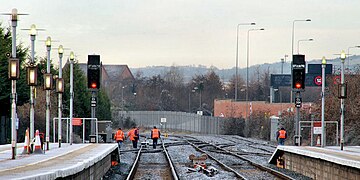 The permanent way down the platforms in 2011.