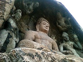 Rock-cut Buddha statue at Bojjannakonda near Anakapalle, Visakhapatnam