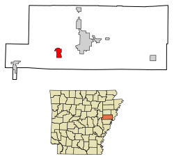 Location of Palestine in St. Francis County, Arkansas.