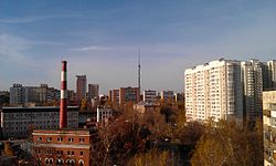 Ostankinskaya tower, view from Malomoskovskaya street, Alexeyevsky District