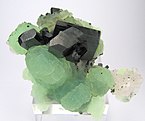 Triclinic crystals of babingtonite with prehnite, from Qiaojia, Qiaojia Co., Zhaotong, Yunnan, China