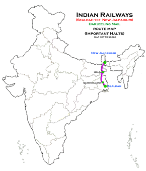 Darjeeling Mail (Sealdah–New Jalpaiguri) route map