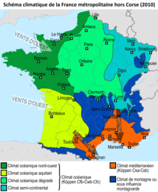 2010年法国本土（不包括科西嘉）的气候图