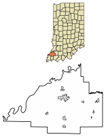 Location of Mackey in Gibson County, Indiana.