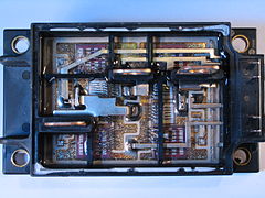 Opened IGBT module with four IGBTs (half of H-bridge) rated for 400 A 600 V