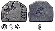 A punch-marked coin attributed to Ashoka[217]