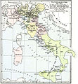 1870年意大利统一。尼斯已于1860年由萨丁尼亚王国割让予法国；科西嘉岛一直为法国所有。马耳他一直是英国殖民地，直到1964年获得独立。