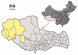 Location of Ngari Prefecture within China